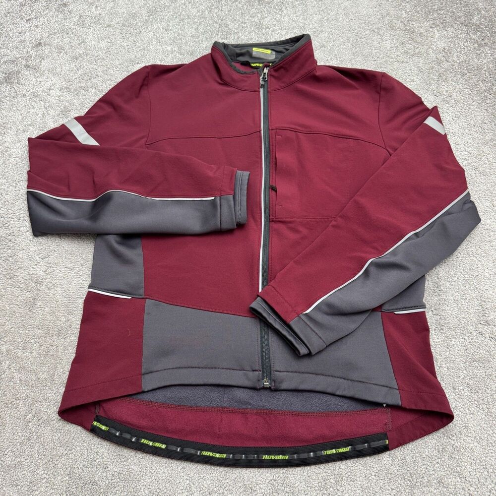 Novara REI Softshell Cycling Jacket Mens Large Fleece Lined  Burgundy Gray Biker